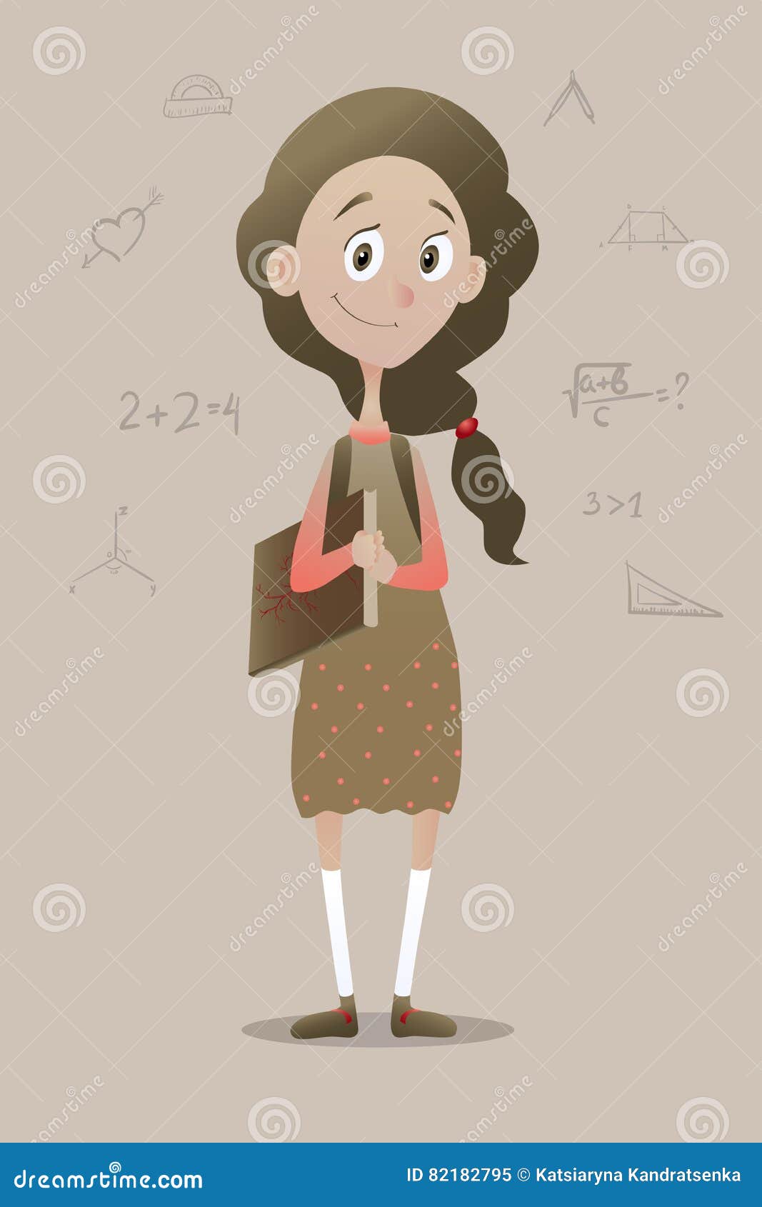 clever pry schoolgirl with book.