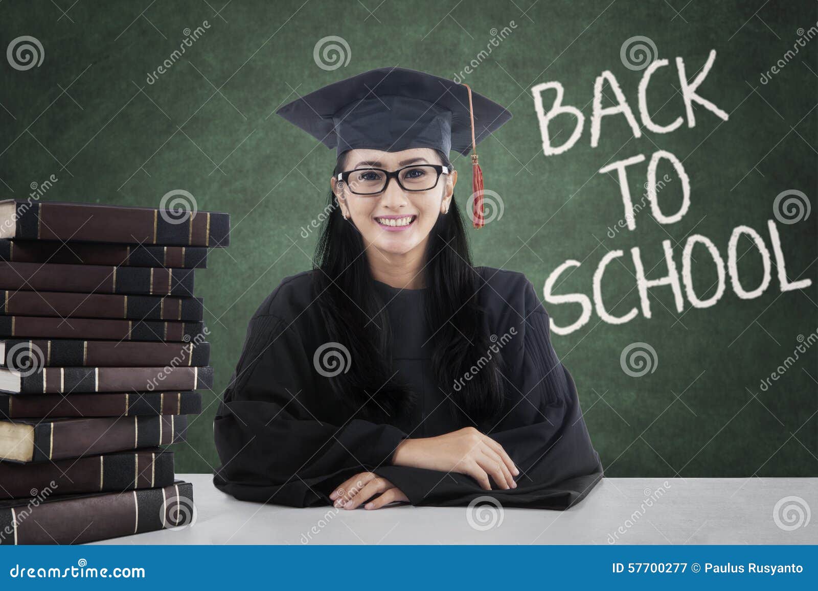 Clever Student With Graduation Robe Back To School Stock Photo - Image: 57700277