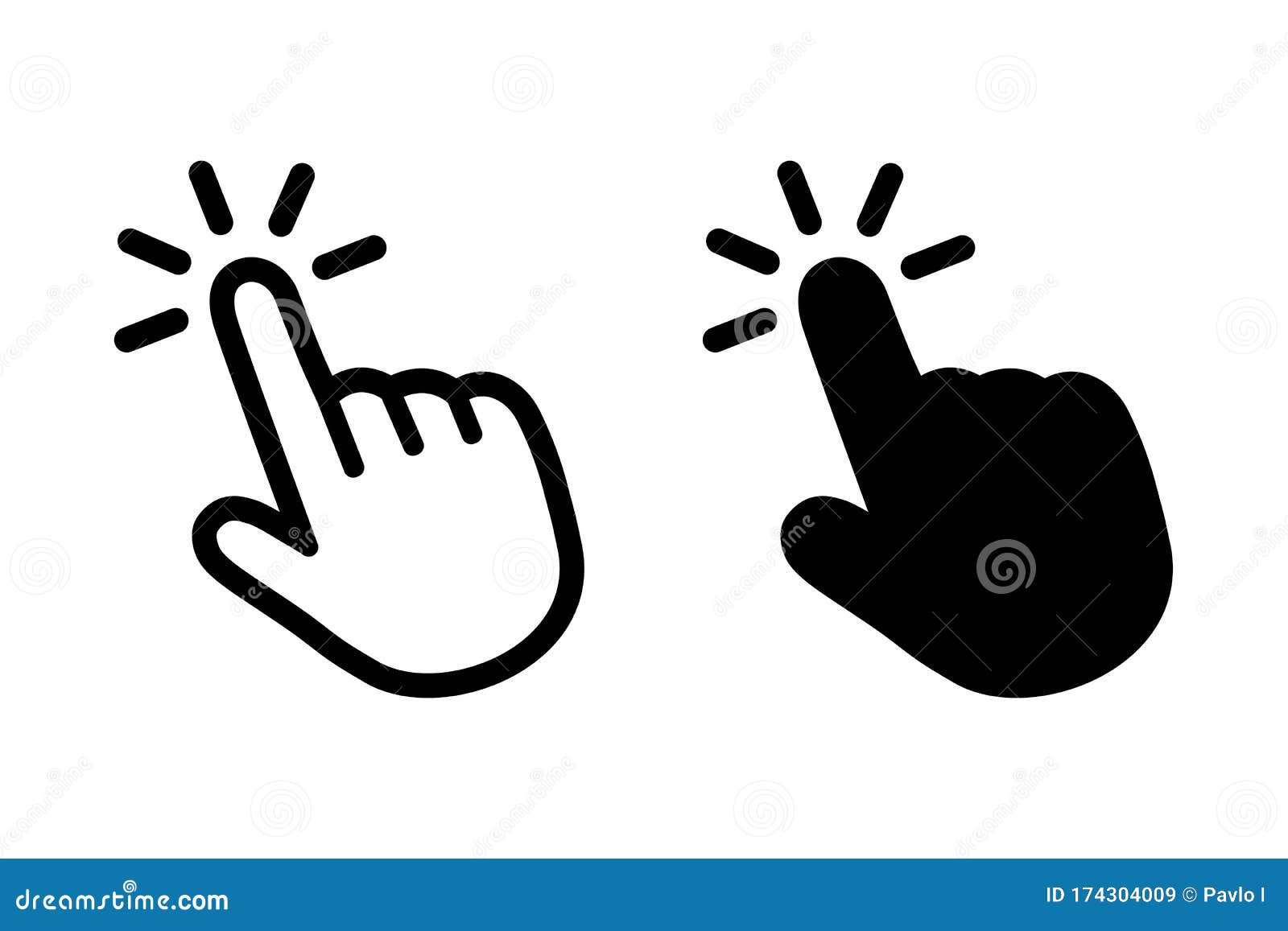 Hand clicking icon, click pointer vector Stock Vector