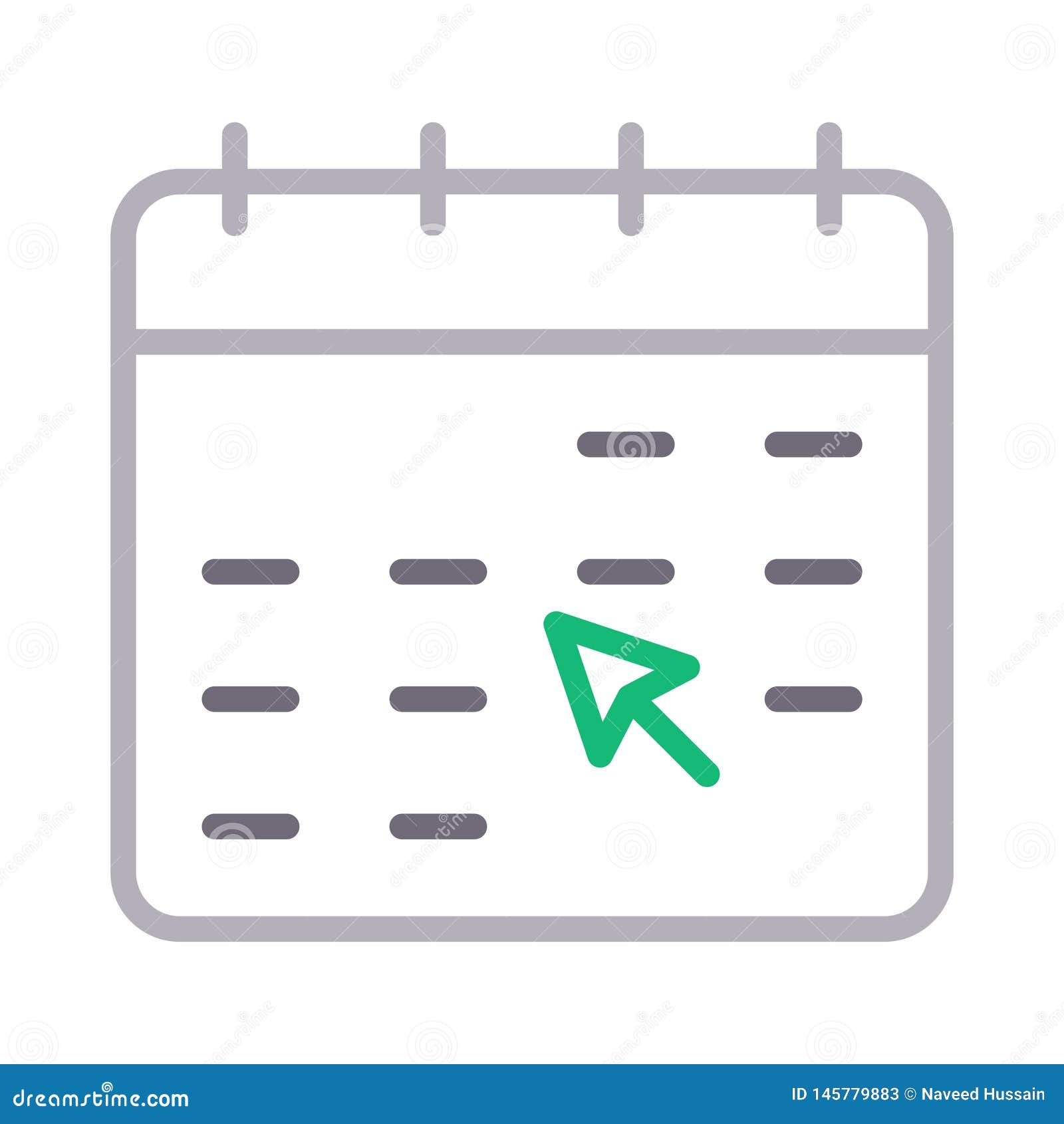 Click Calendar Thin Color Line Vector Icon Stock Vector Illustration