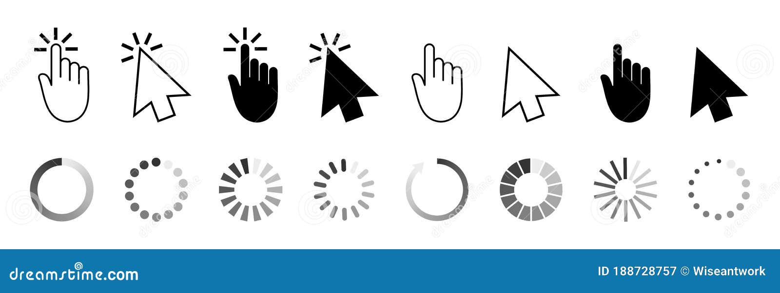 Hand point click online modern digital technology icon, online