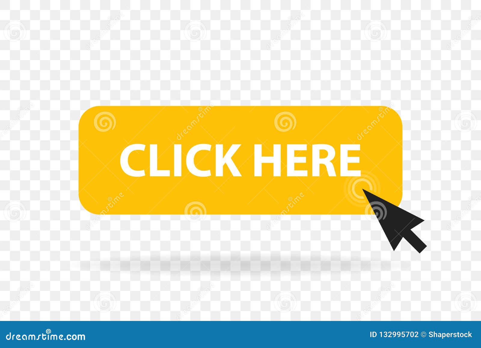 click web button template.  yellow bar, computer mouse click here cursor