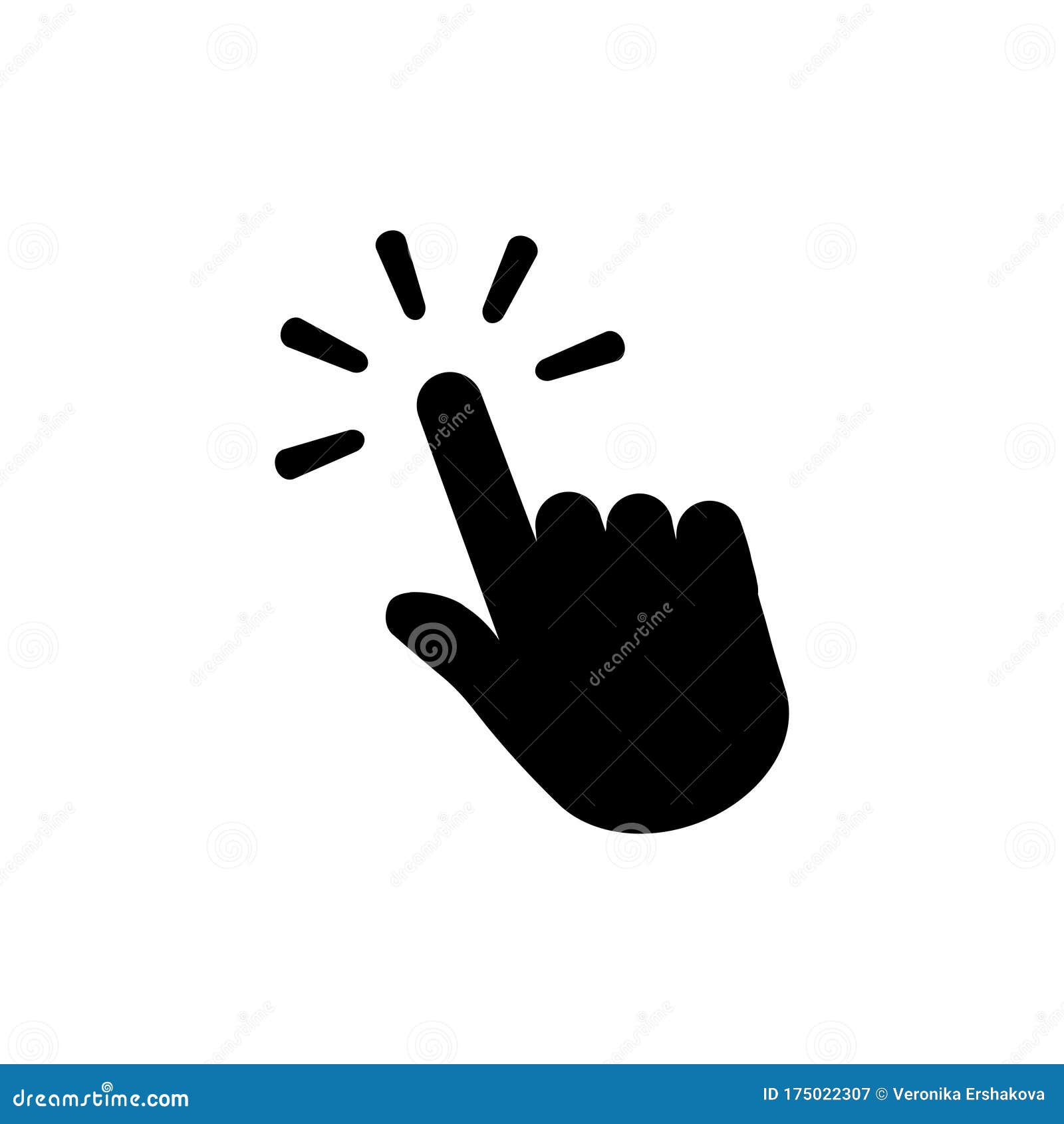 clicking finger icon in flat. hand pointer 