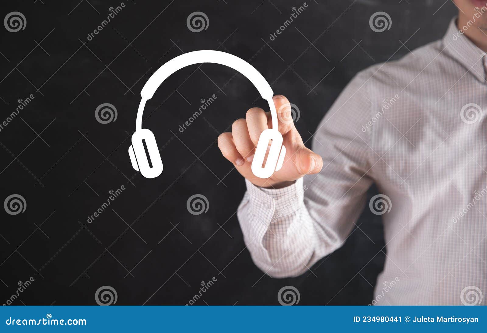 Clicks on Virtual Wireless Headphones Stock Image Image of electronic