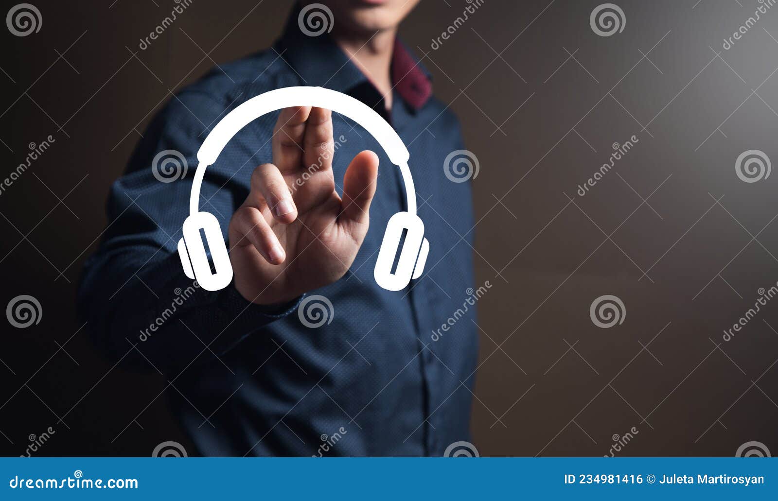 Clicks on Virtual Wireless Headphones Stock Photo Image of
