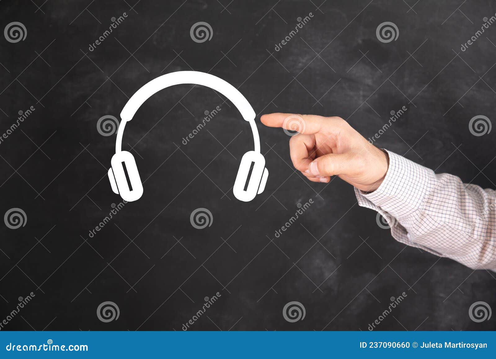 Clicks on Virtual Wireless Headphones Stock Photo Image of look