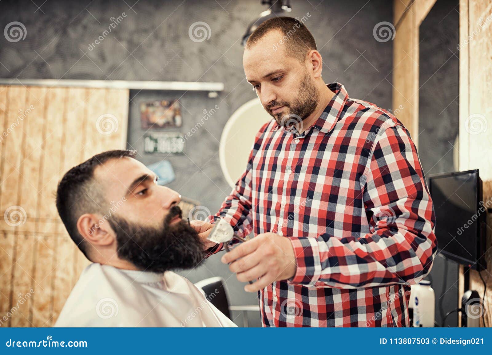 Client during Beard and Moustache Grooming at Barber Stock Image ...