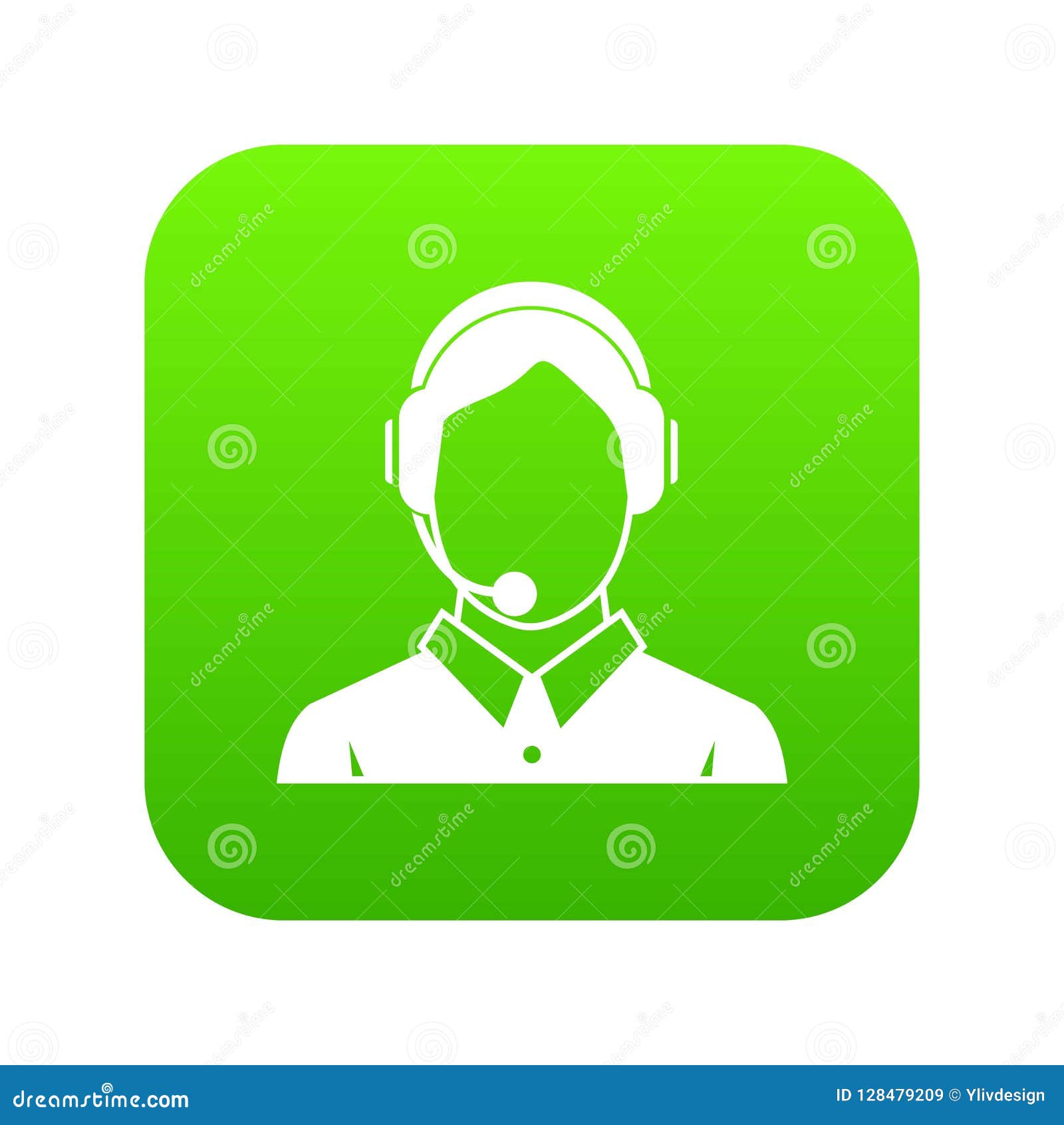 Client Services , Phone Assistance Icon Digital Green Stock Vector