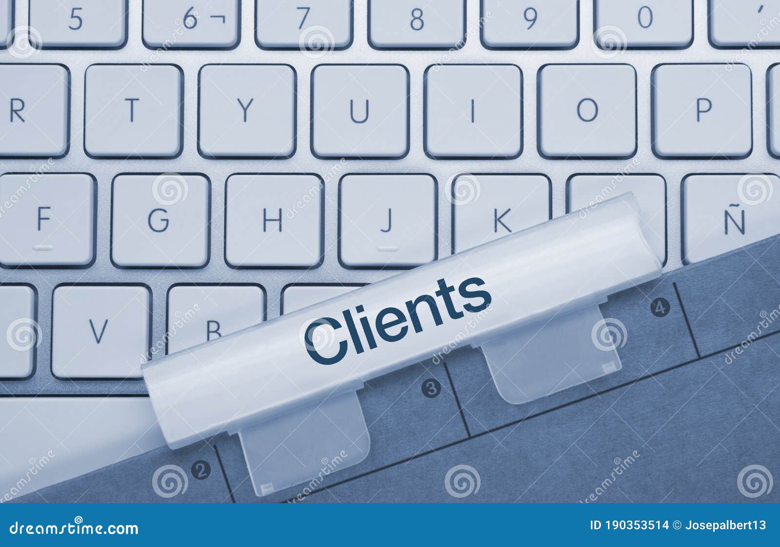 clients - inscription on blue keyboard key