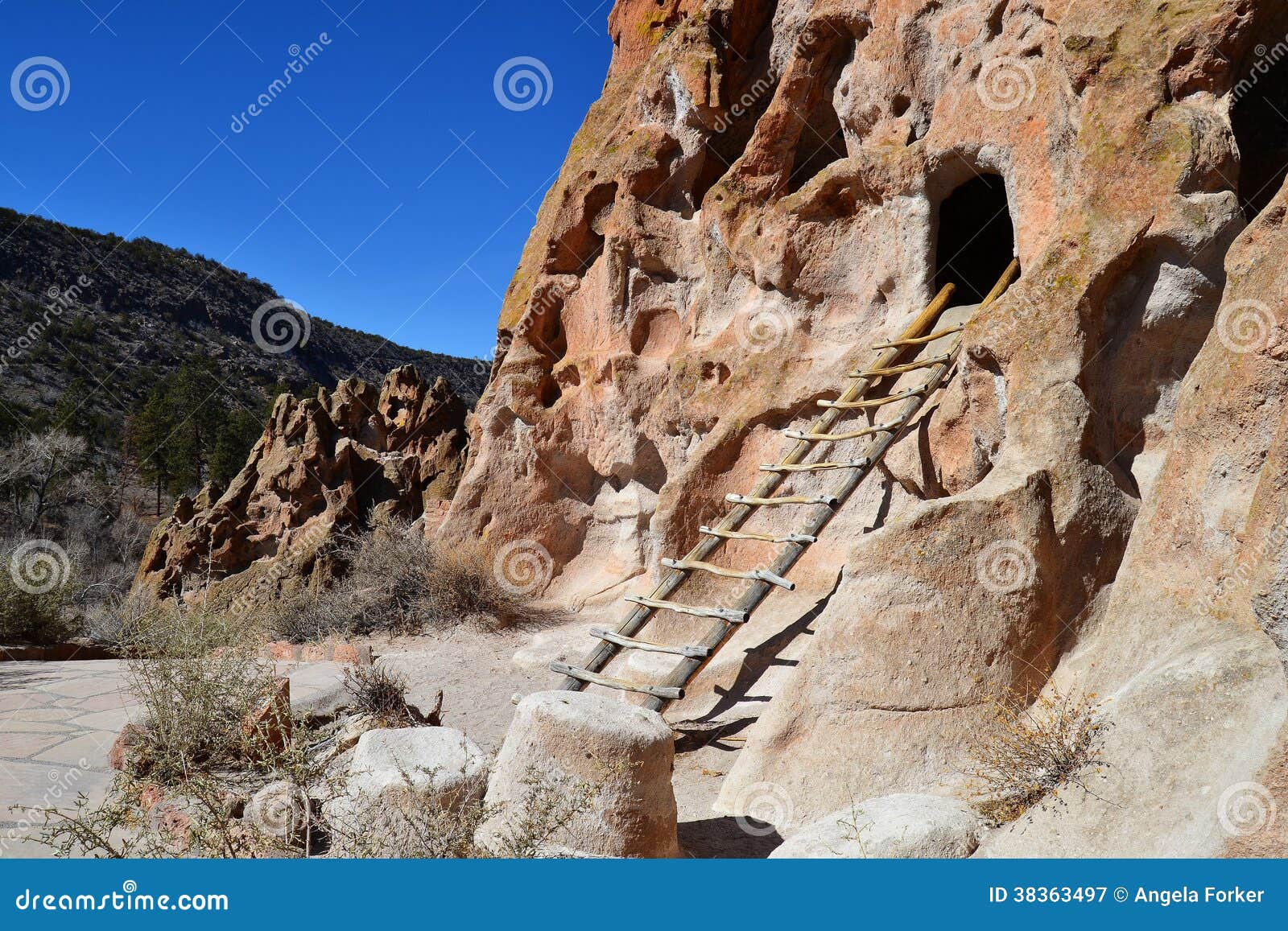 cliff cave dwelling with ladder