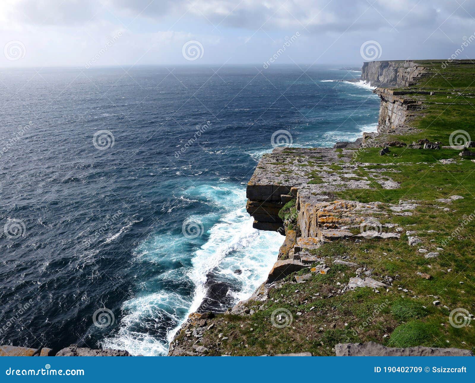 cliff of the dun aengus on inis mÃÂ³r island, part of the aran islands, ireland