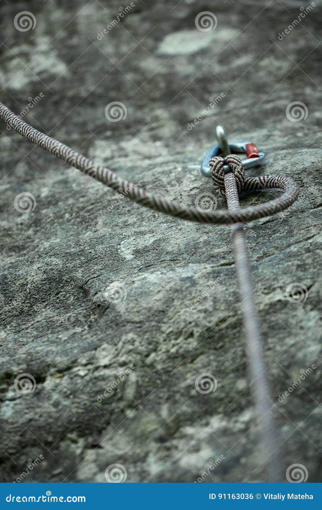 Cliff and Rope Fixed on the Quickdraw Stock Photo Image of activity