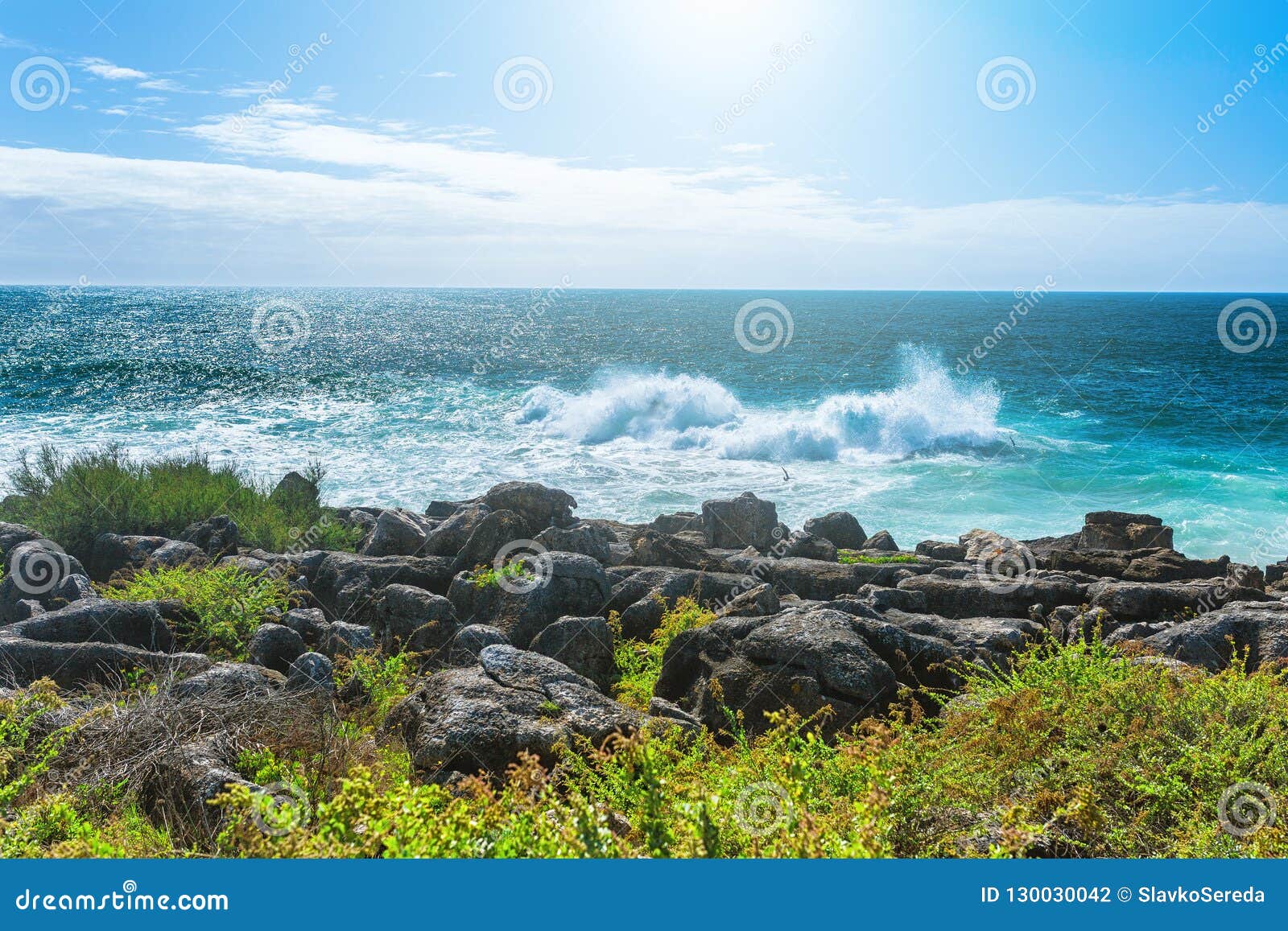 the cliffs on the coast of the atlantic ocean. ocean waves, casc