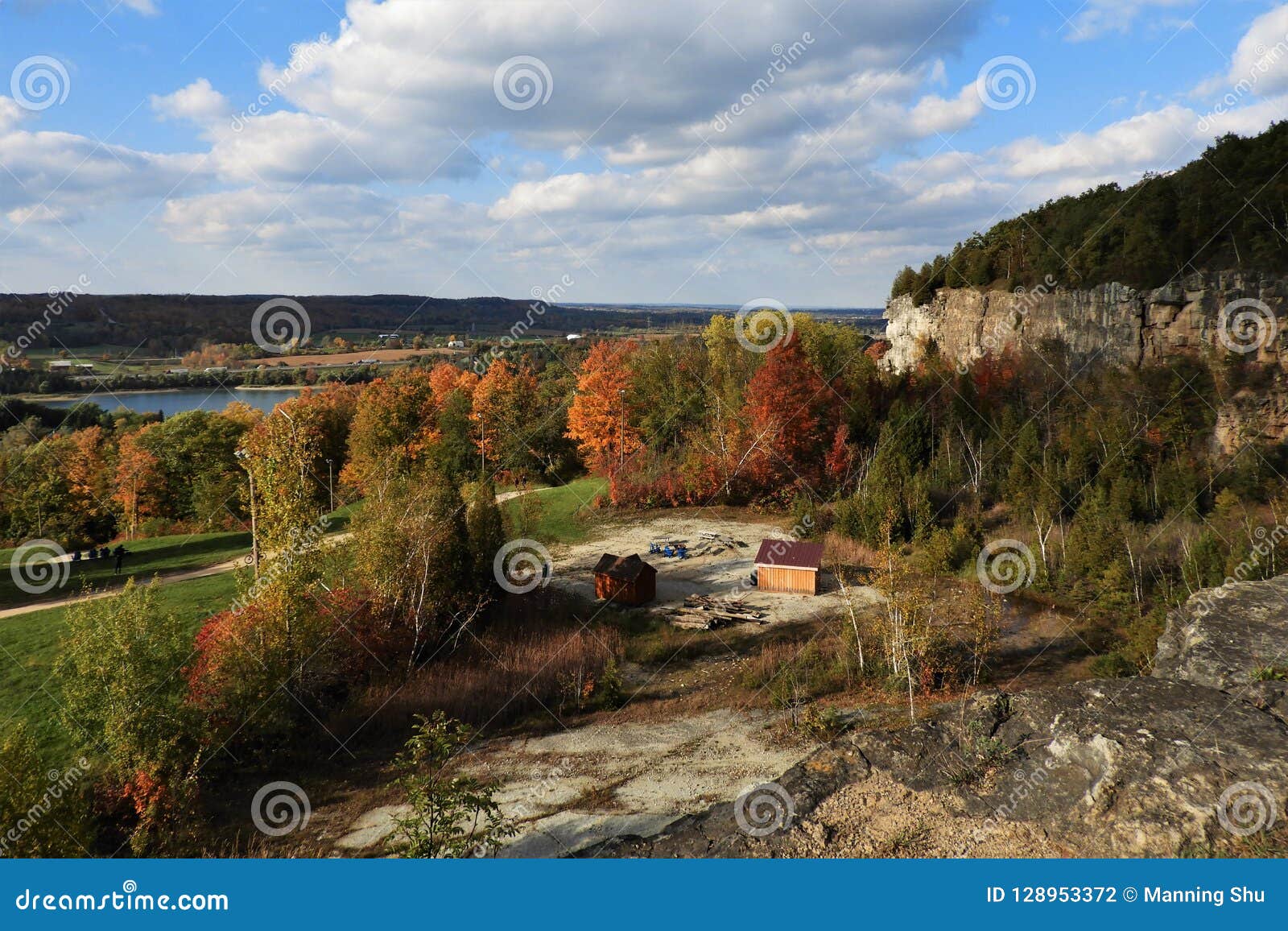 cliffs of niagara escarpment in autumn