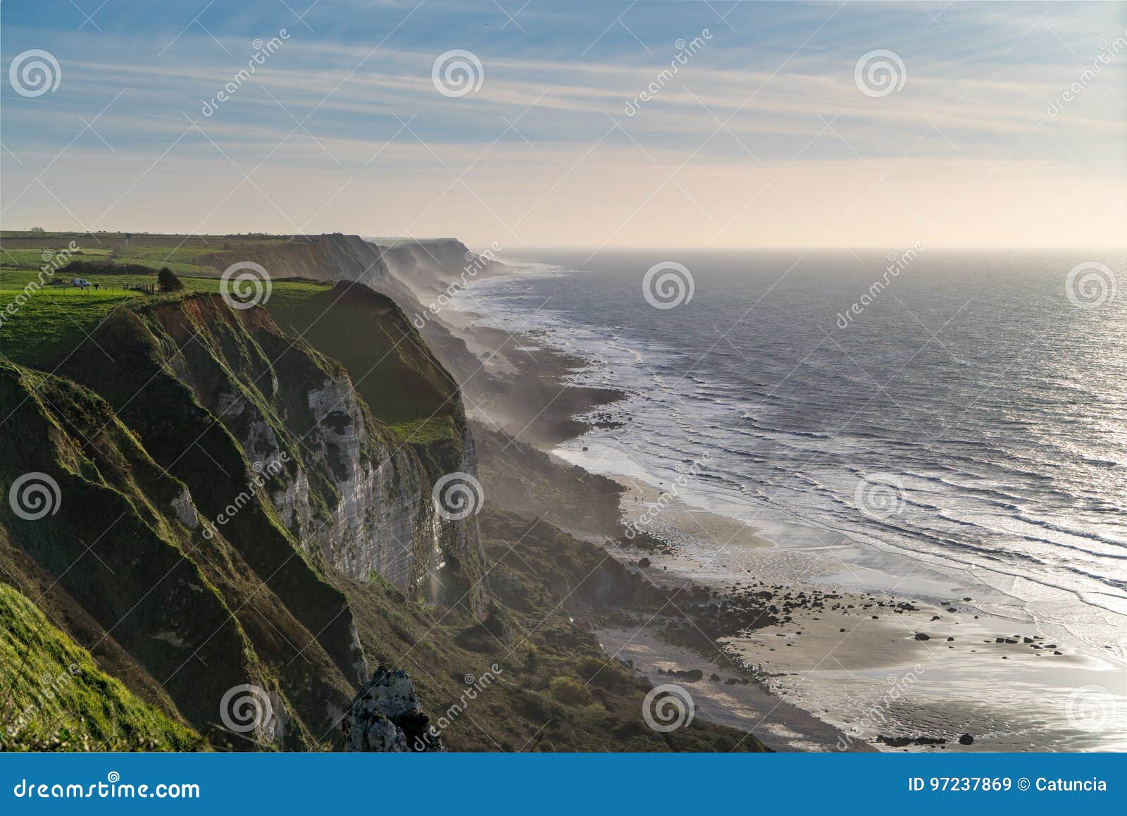 Cliffs of Normandie at the Coast of the Atlantic Ocean Stock Image ...