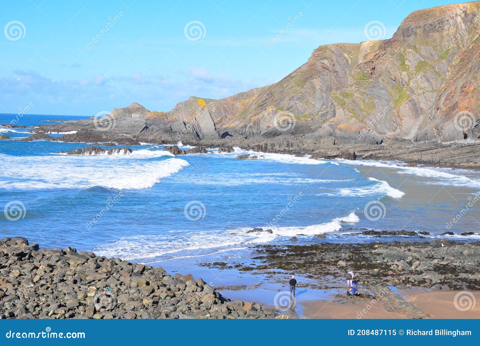 The North Devon Atlantic Coast between Hartland Quay and Morwenstow, UK Stock Image - Image of