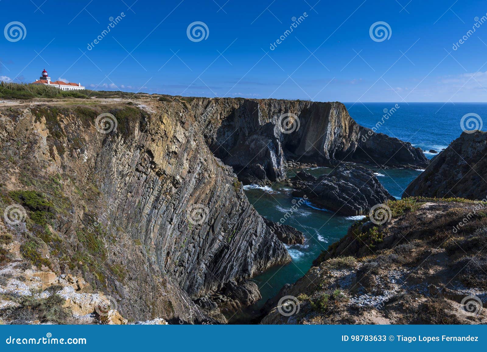 the cliffs at the sardao cape cabo sardao in the vicentine coast in alentejo, portugal