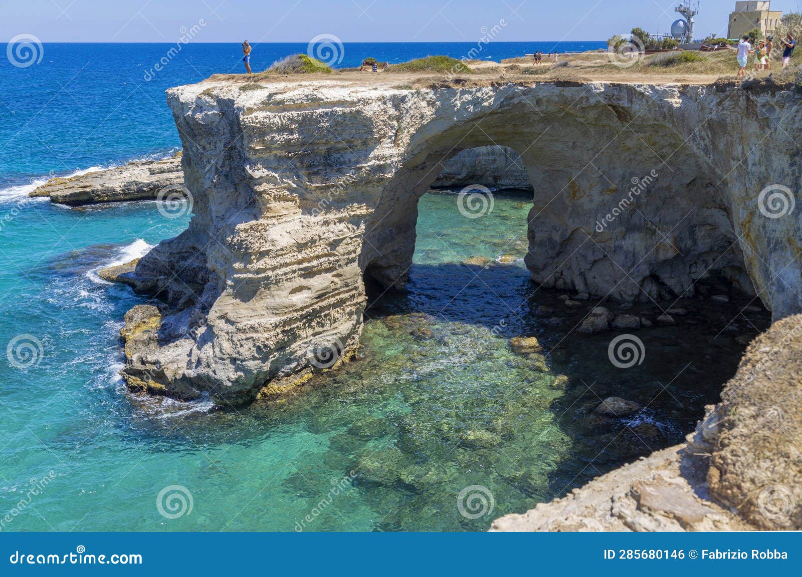 the cliffs and stacks of sant'andrea in melendugno, region of salento, province of lecce, puglia, italy
