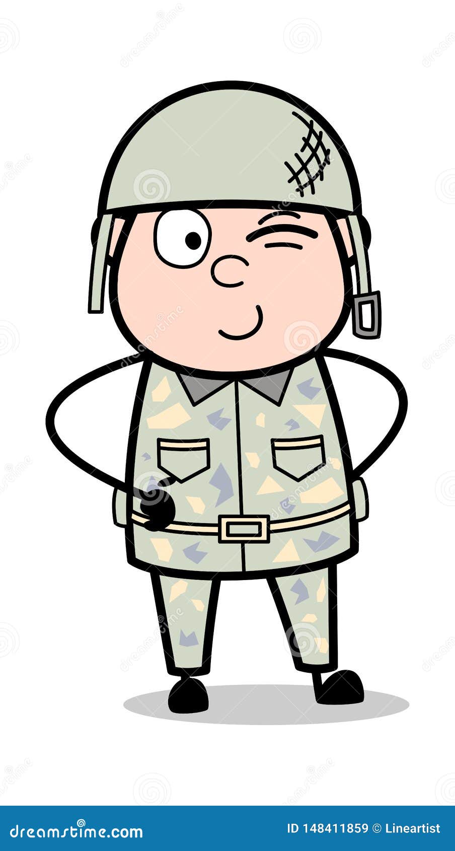 Clignant De L Oeil L Oeil Soldat Mignon Vector Illustration De Bande Dessin E D Homme D Arm E Illustration Stock Illustration Du Marine Illustration