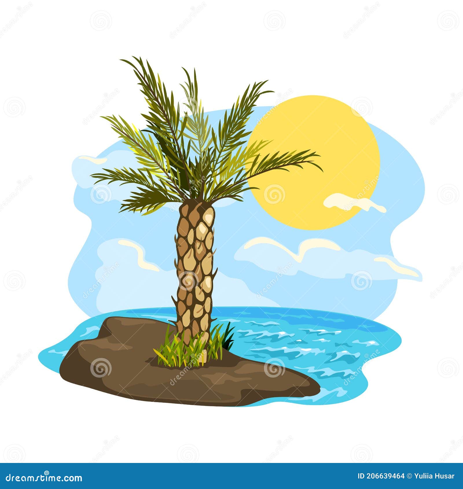Clima De La Isla Soleada De Dibujos Animados Stock de ilustración -  Ilustración de nadada, caliente: 206639464