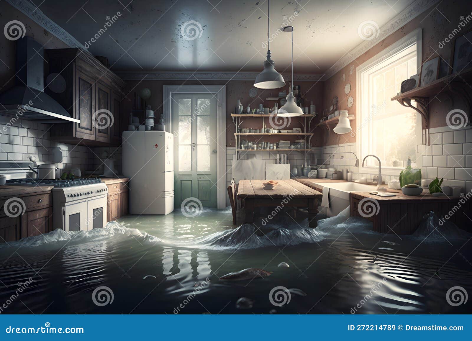 Flooded House Icon Vector From Disaster