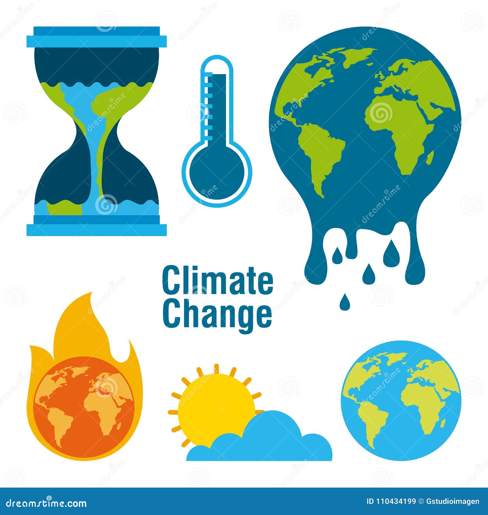 Climate Change Temperature World Fire Melted Time Stock Vector