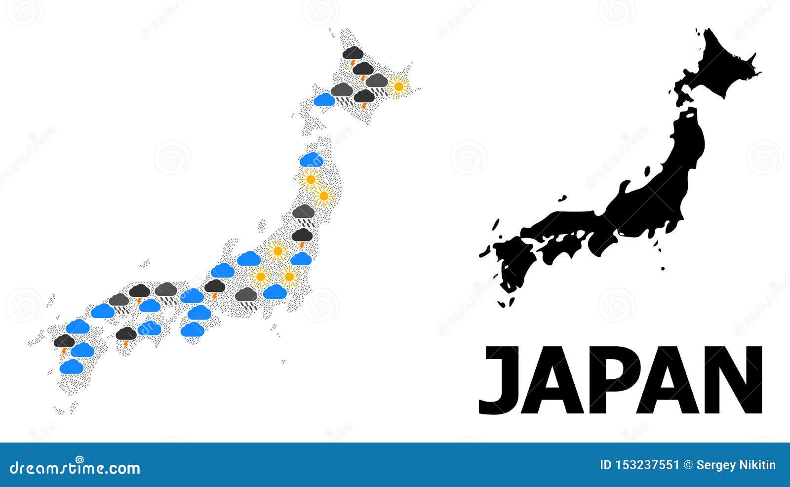 Climate Collage Map of Japan Stock Illustration Illustration of