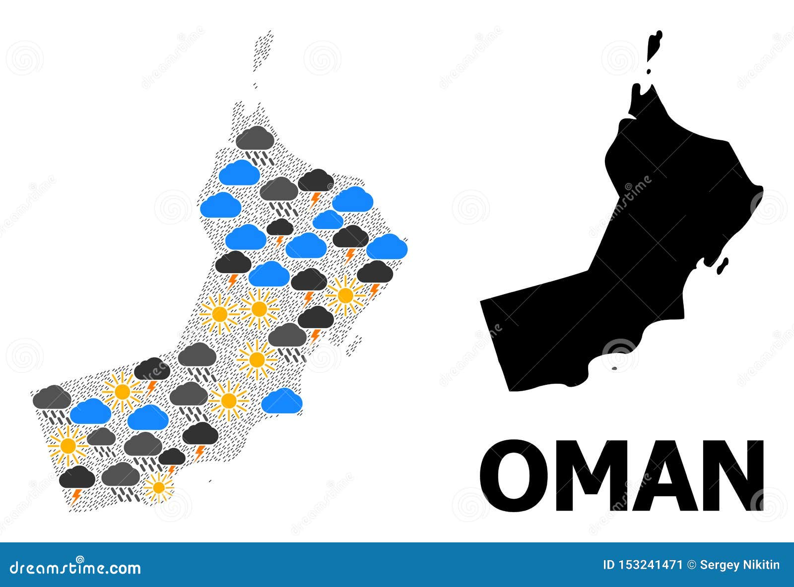 Climate Pattern Map of Oman Stock Illustration Illustration of