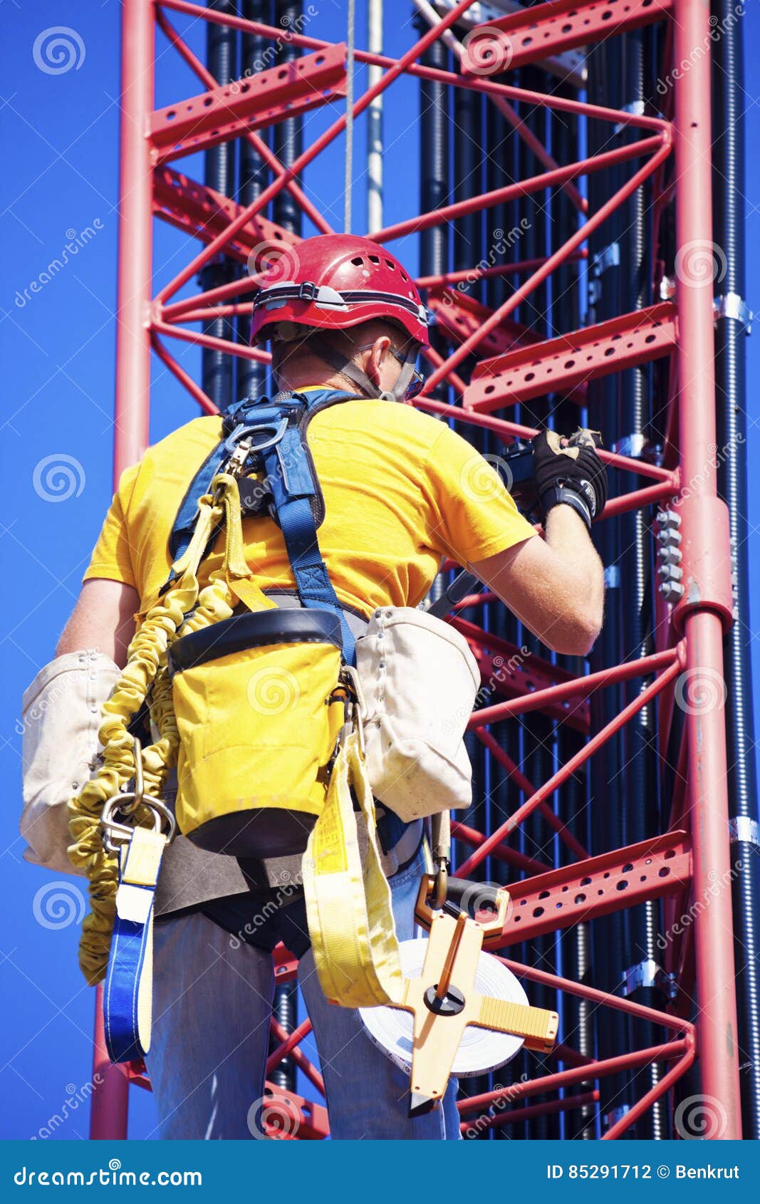 Climber Ascending the Cellular Tower Stock Photo Image of tower