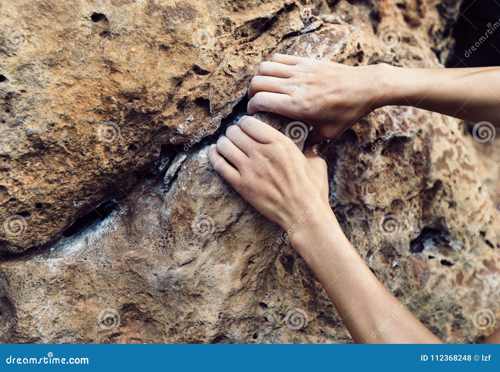 Climber Hands Climbing on Cliff Edge Stock Photo Image of endurance