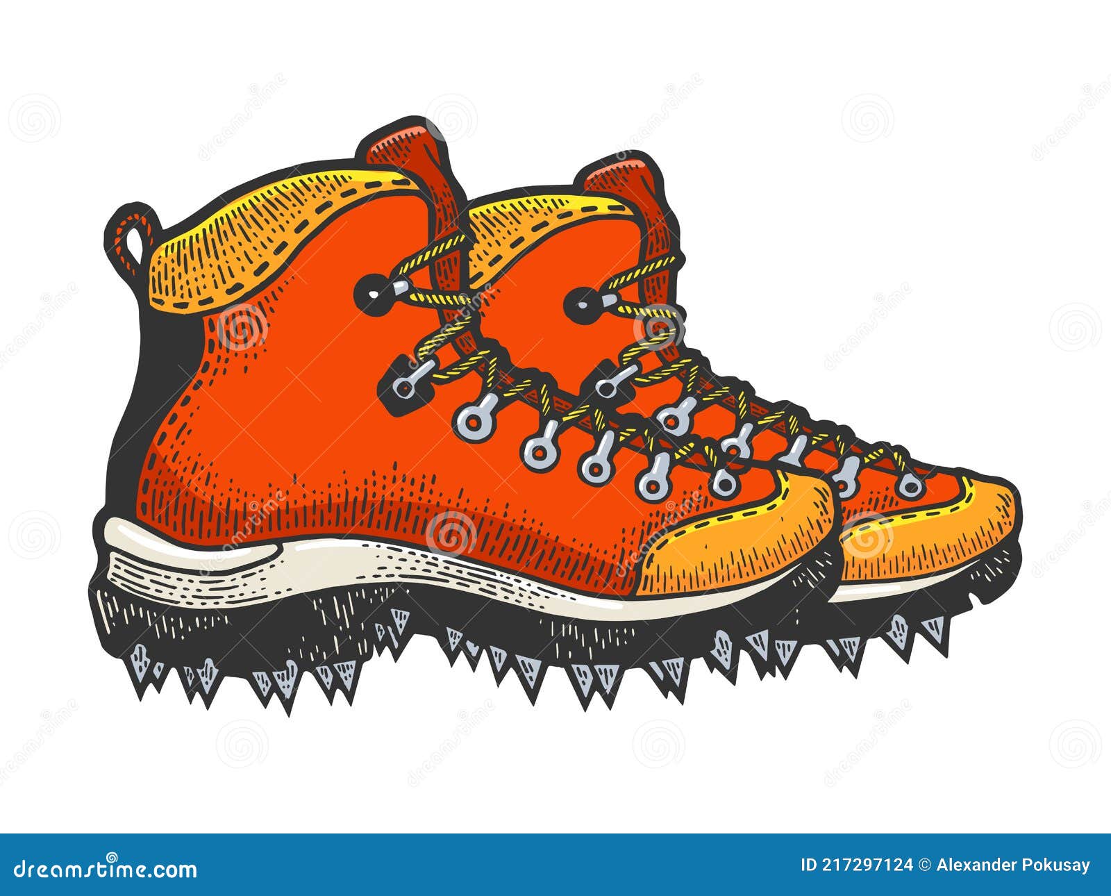 Climber Hiking Boots with Spikes Sketch Vector Stock Vector ...