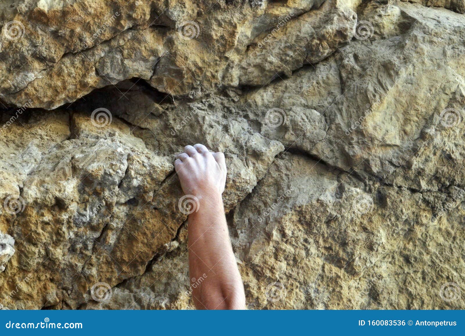 Climber`s Hands Closeup. Mountain Climbing Elements. Stock Photo