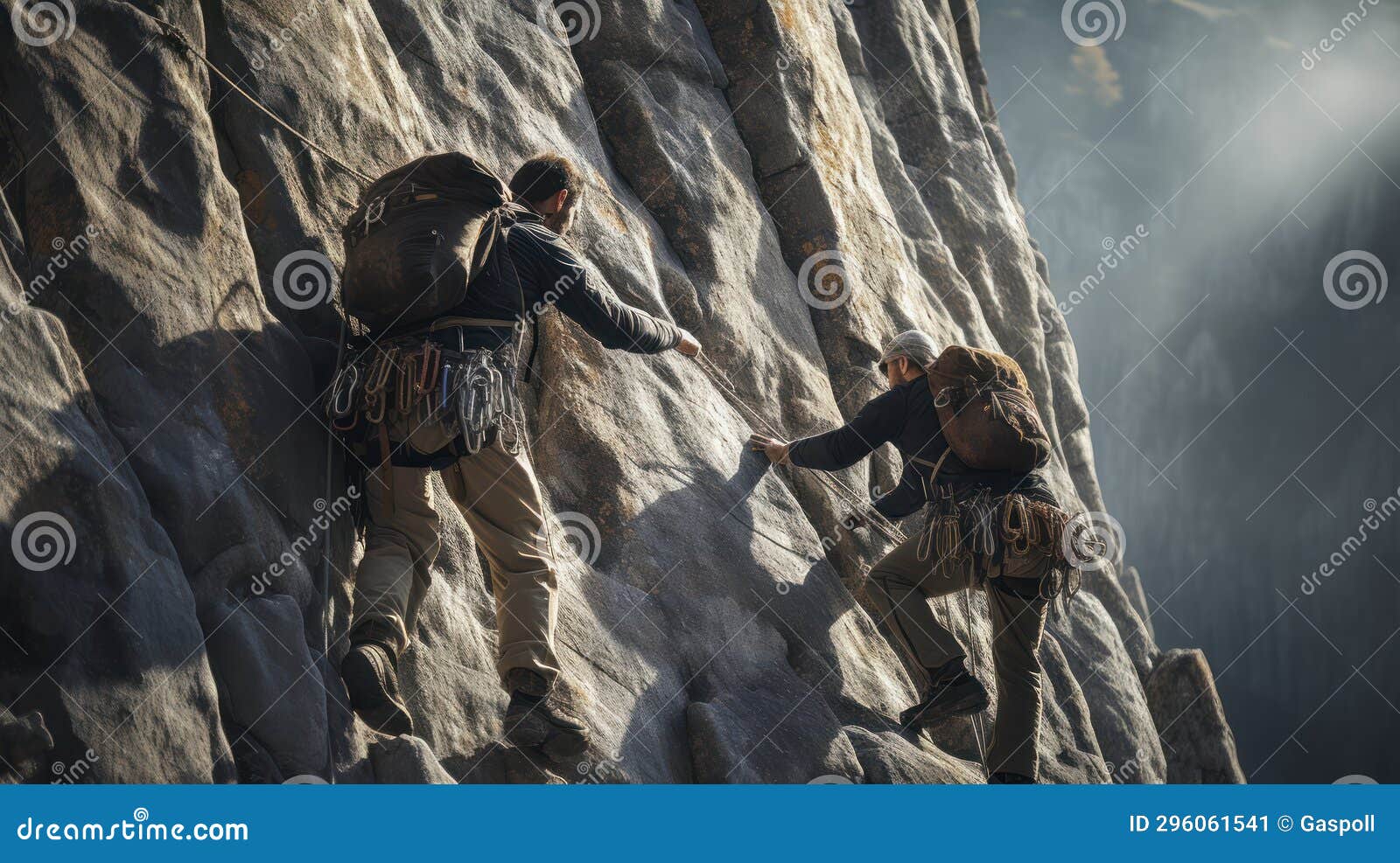 Climbers Ascend, As Conquer Rock Faces and Their Own Limits. Generative