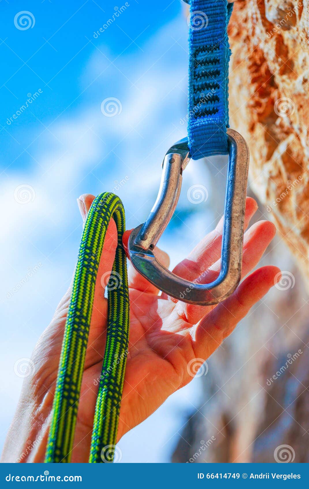 Climbers Rope and Quickdraws Stock Image Image of finger, height