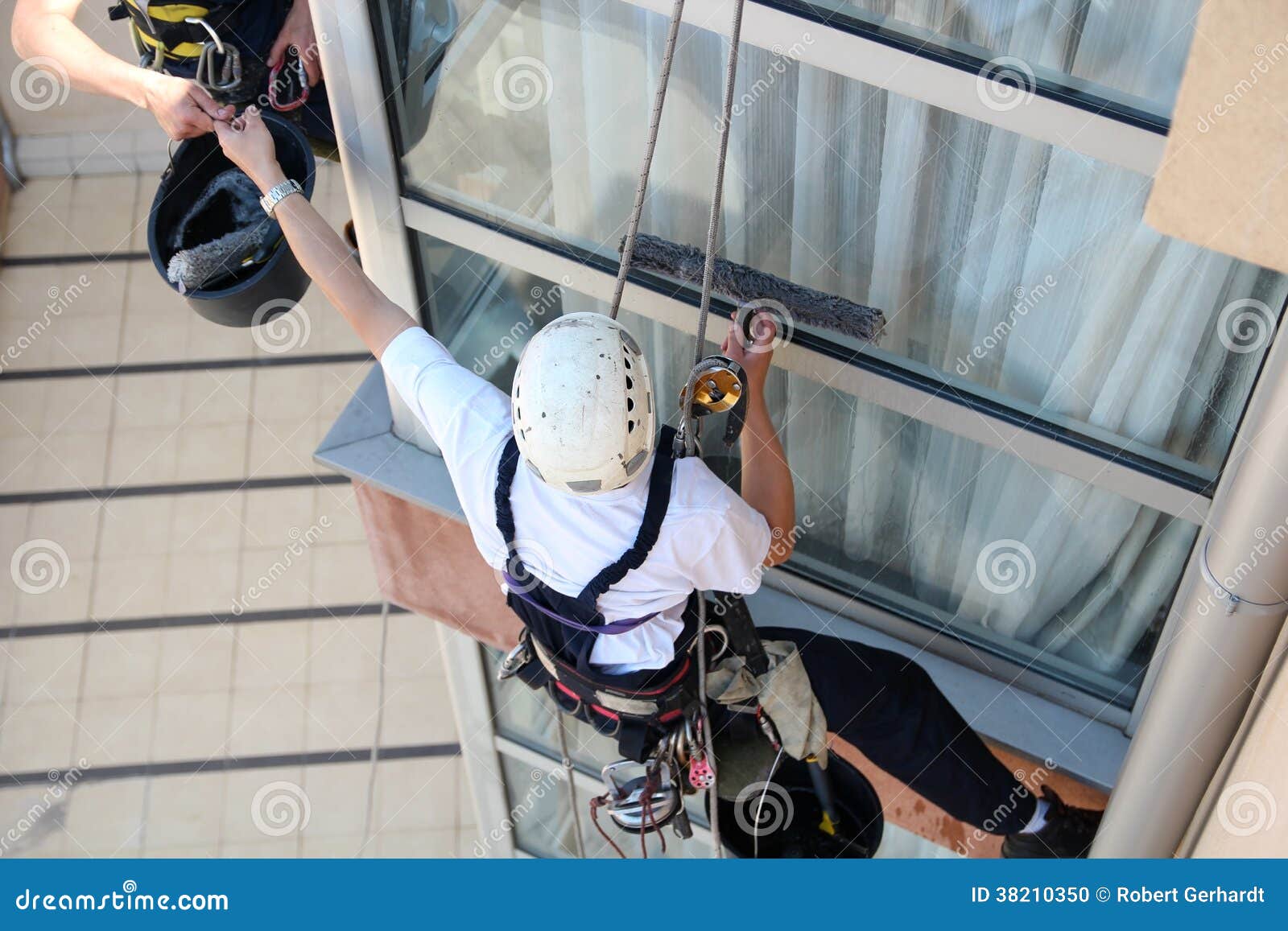 Climbers Washing Windows stock photo. Image of brave 38210350