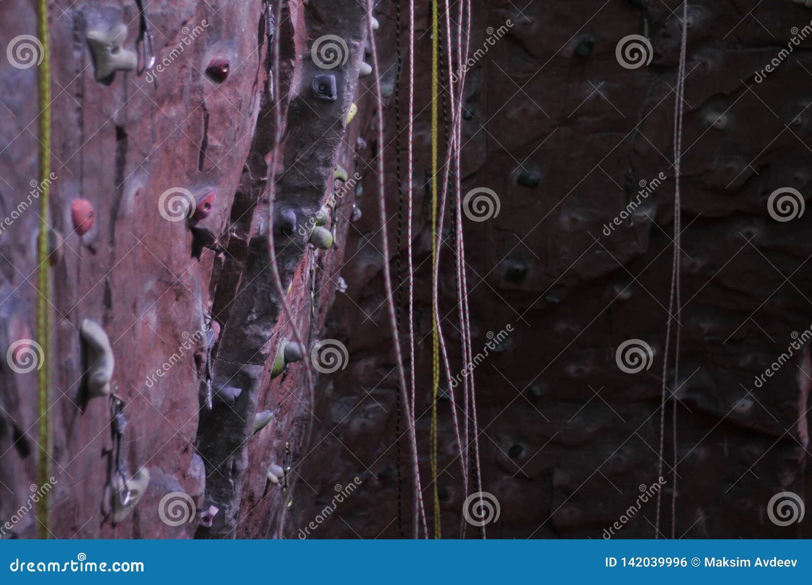 Climbing Gym and Climbing Wall. Climbing Holds. Stock Photo Image of safety, sport 142039996