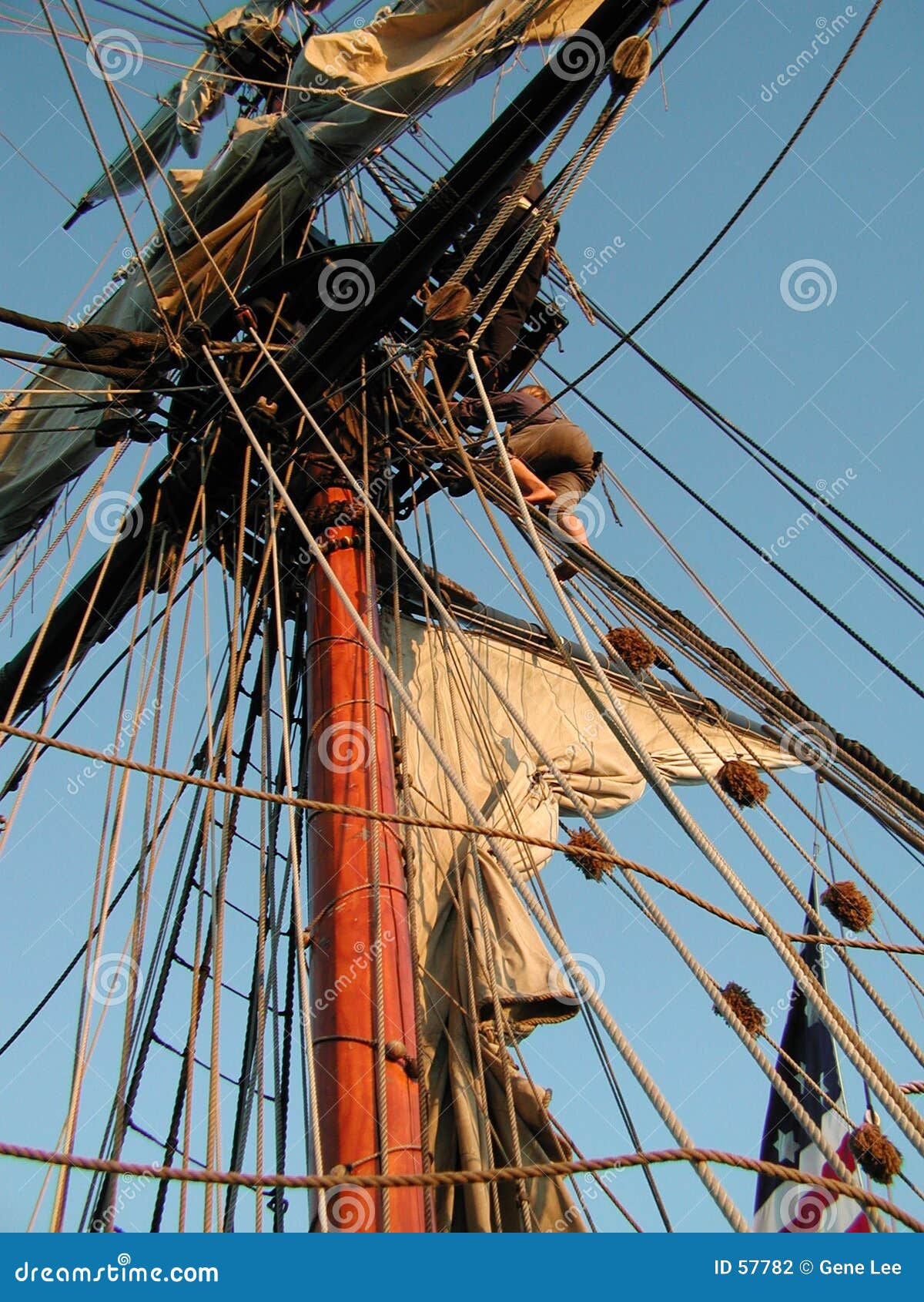climbing the mast