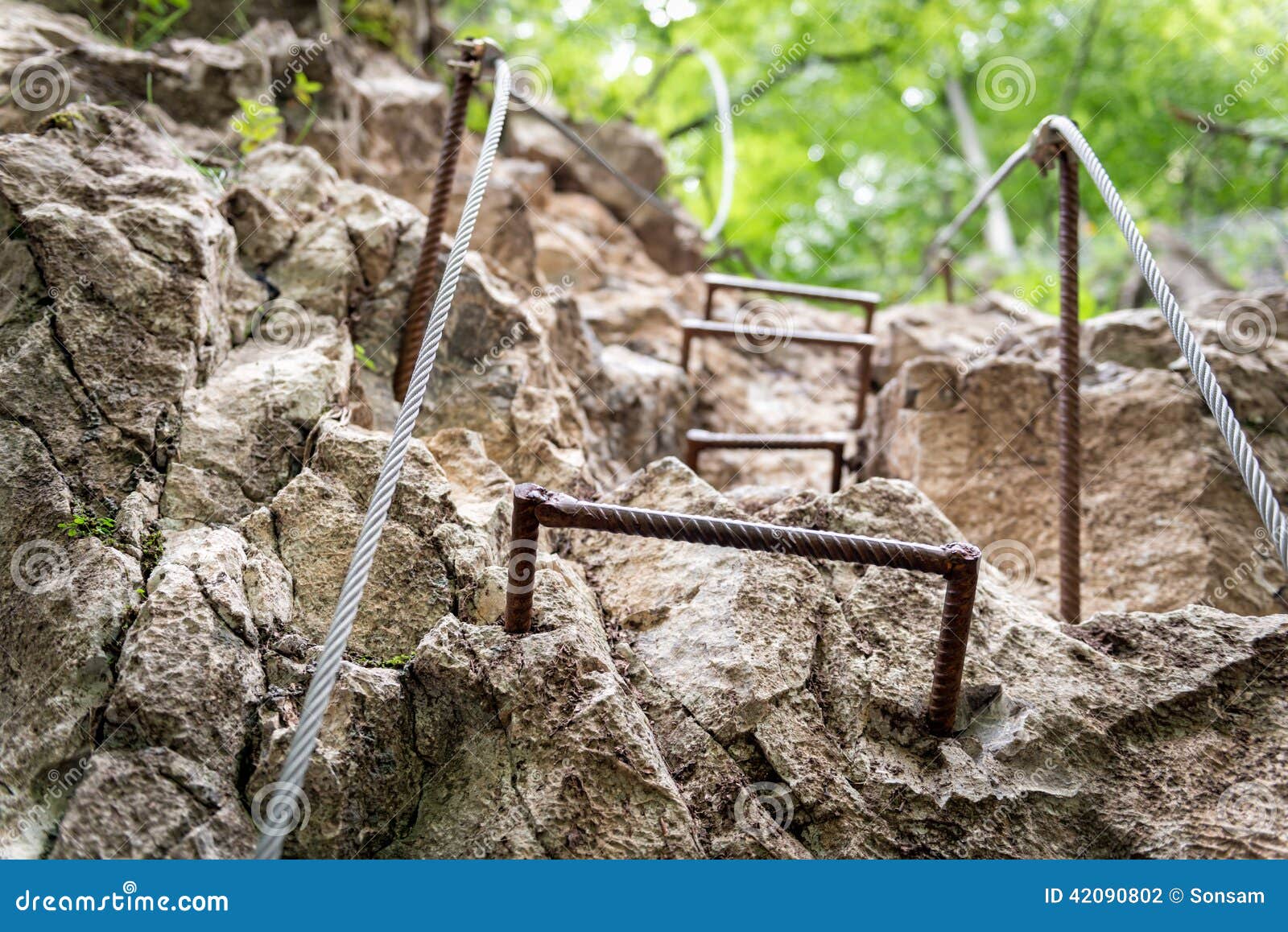 pilgrim path along steep steps to the … – License image – 70057520 ❘  lookphotos