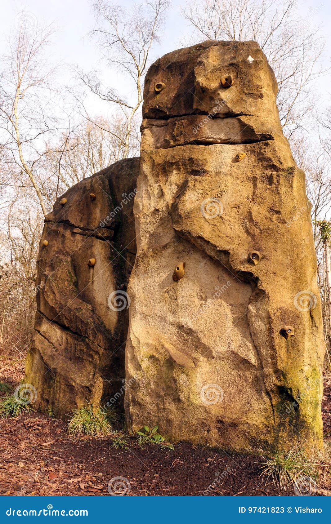 Climbing On Rocks May Be Dangerous Warning Sign Stock Photo 167347764