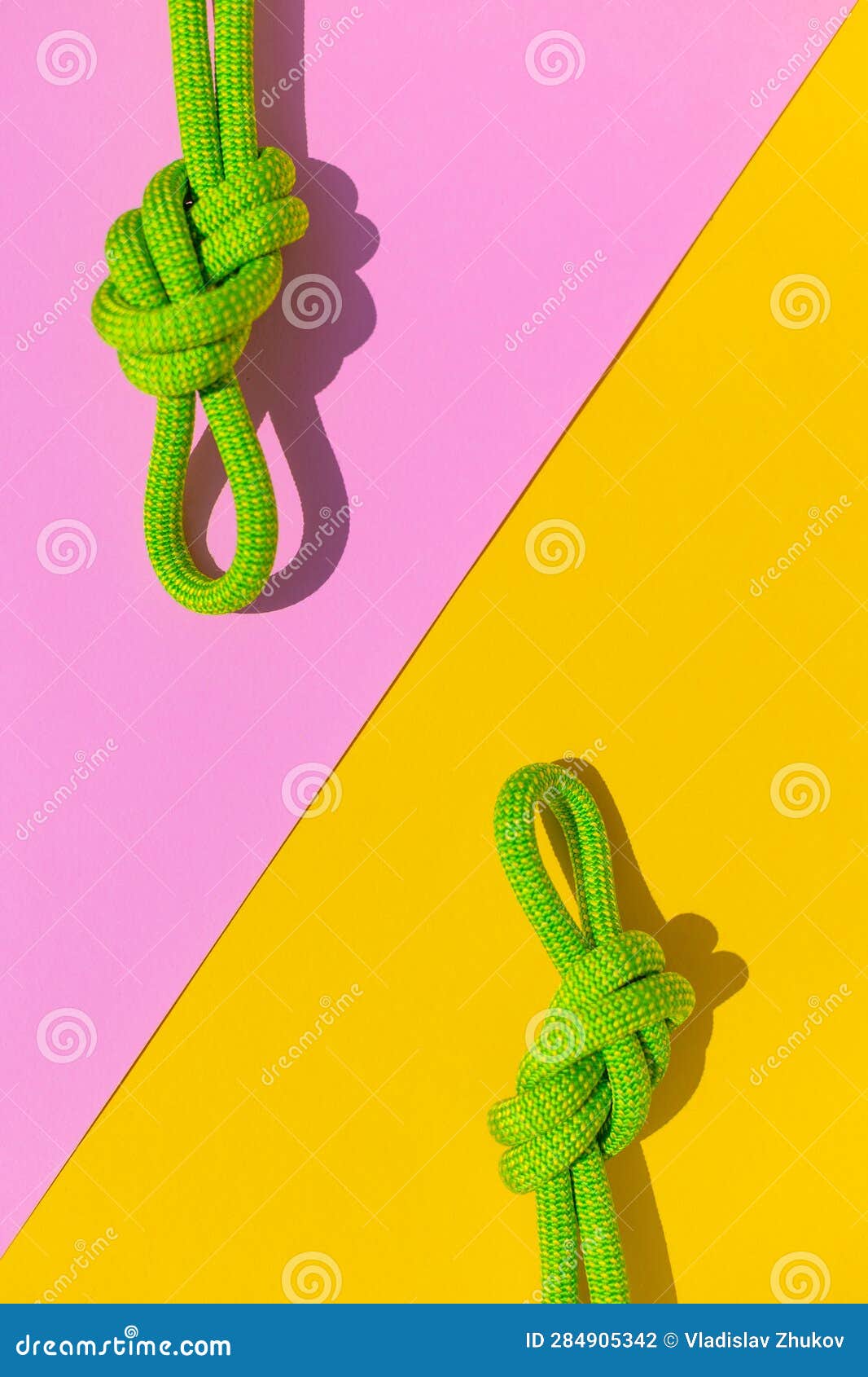 Climbing Rope with a Knot Lies on a Colored Background. the Concept of  Reliability and Safety. Two Ropes with Knots Stock Photo - Image of color,  pattern: 284905342