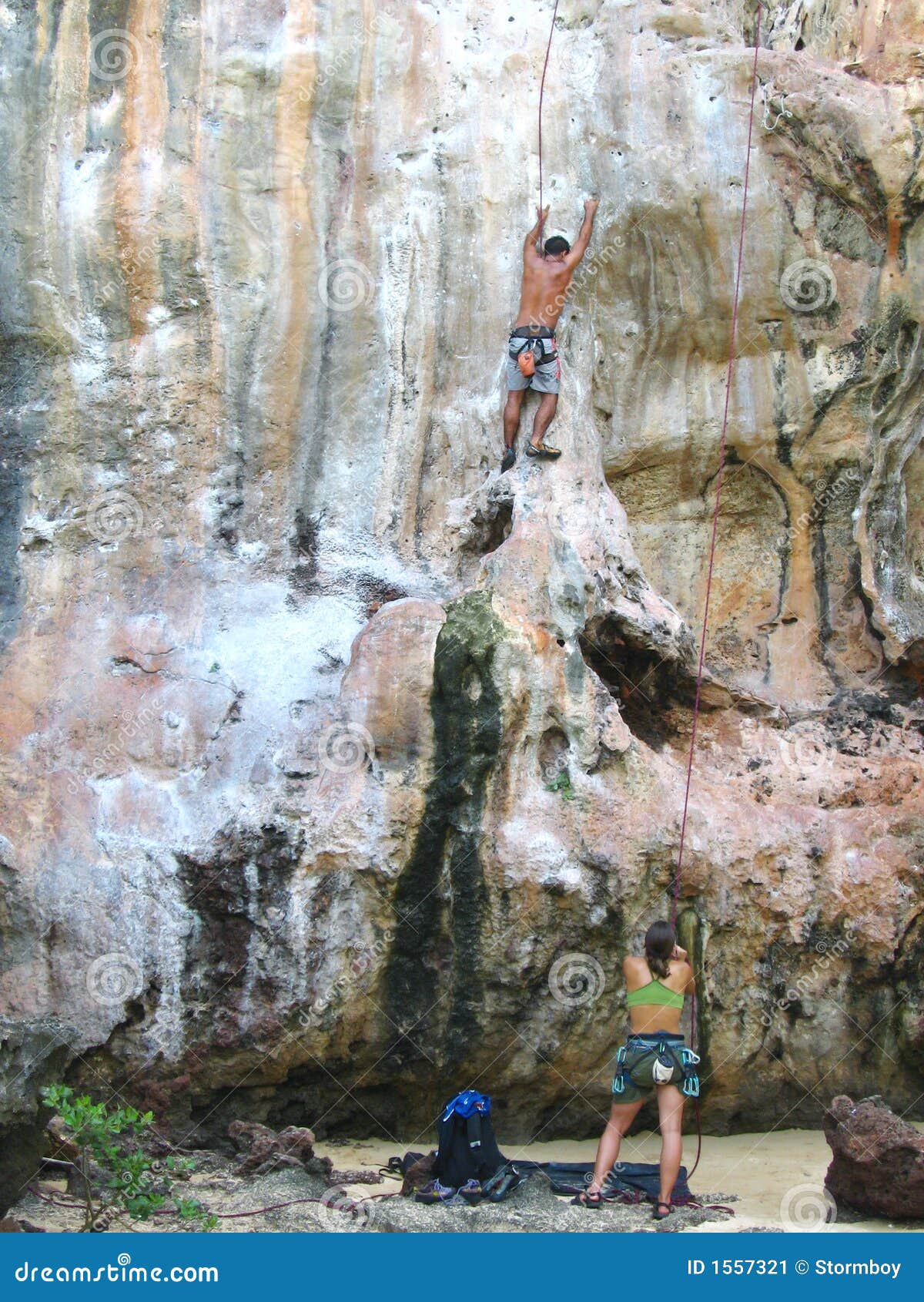 Climbing in thailand stock image. Image of hike, rope 1557321