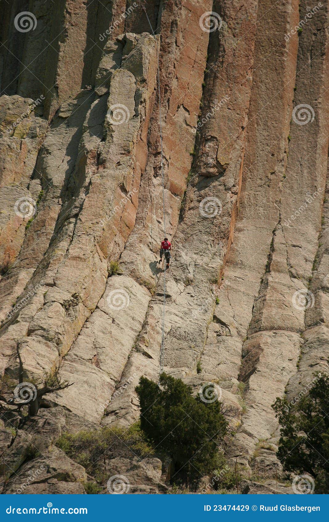 Climbing the Wall from Devils Tower Stock Image Image of tower