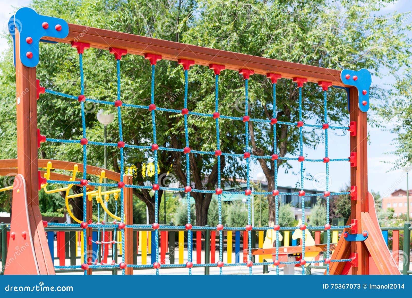 Climbing Wall Made of Ropes at Playground Stock Image - Image of