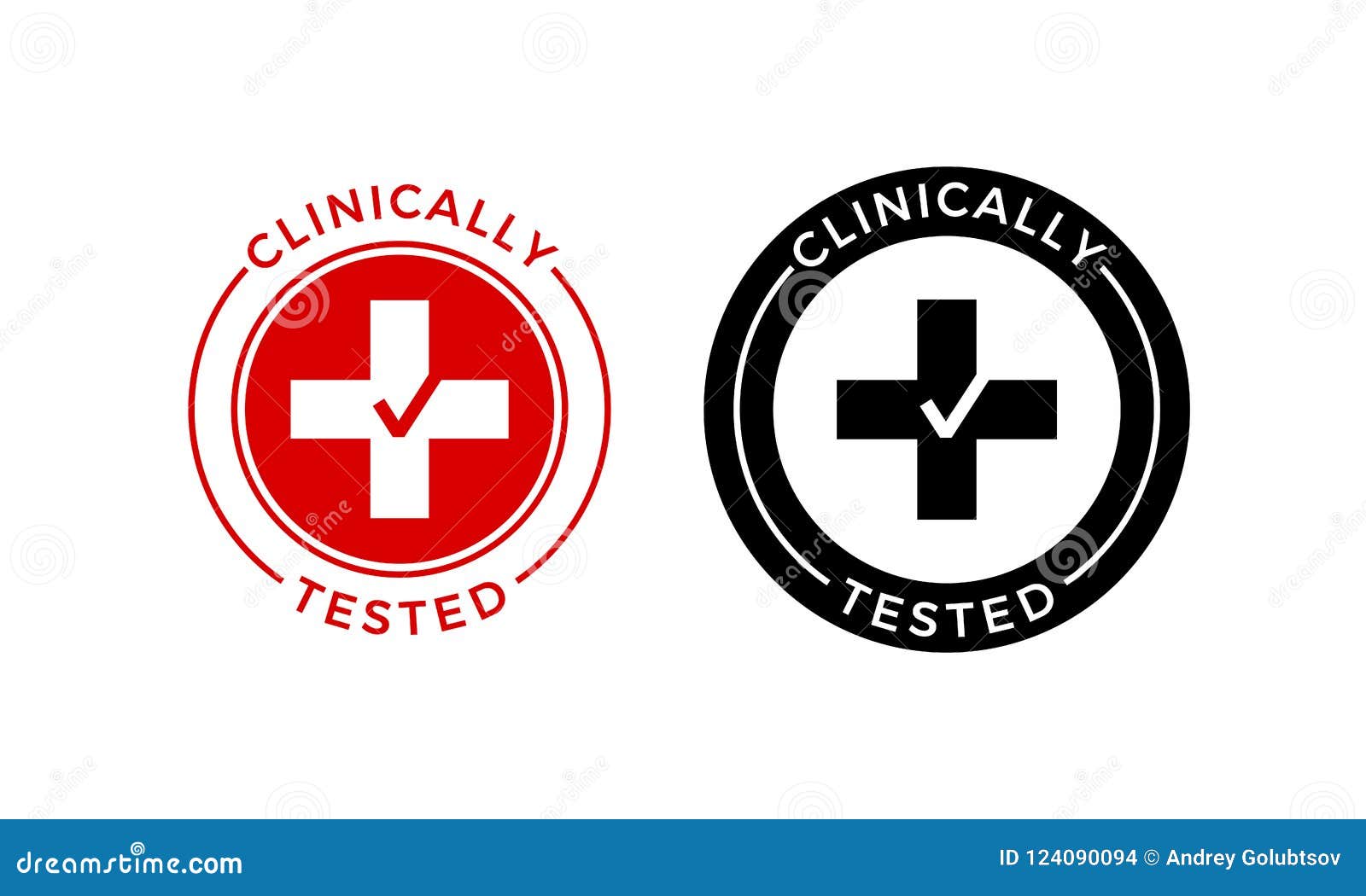 clinically tested  medical cross check icon