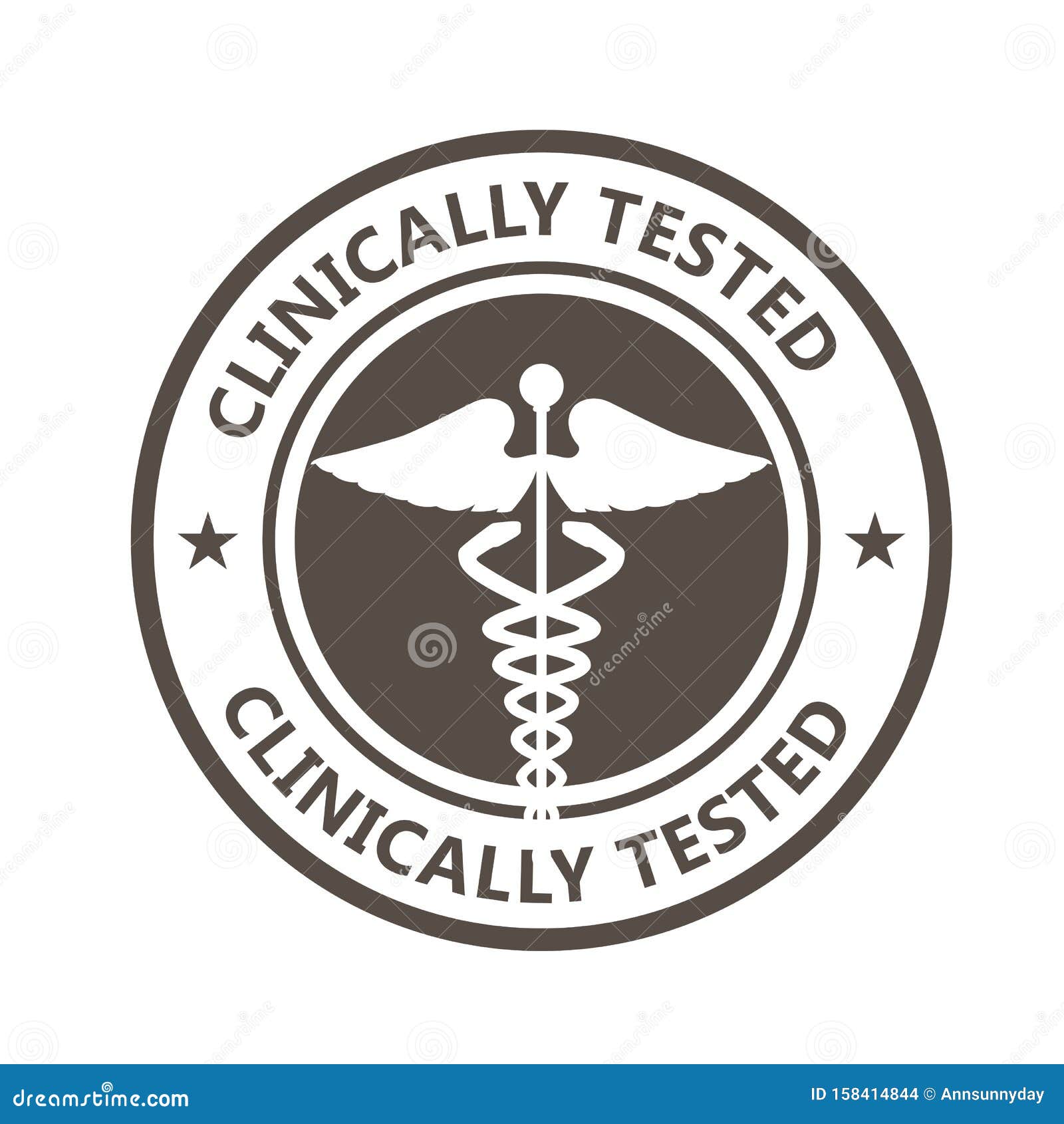 clinically tested stamp with caduceus - clinically proven medicine