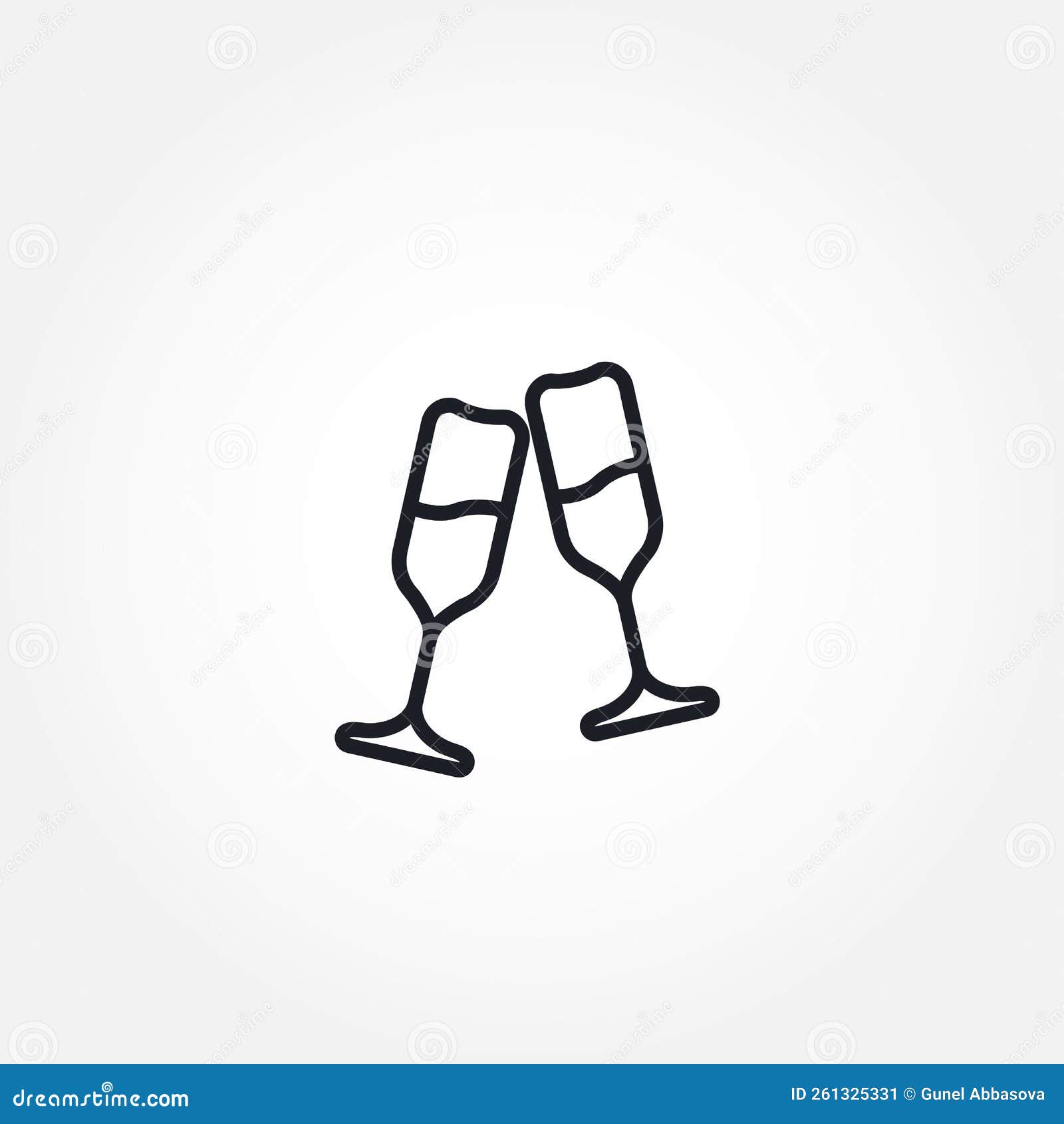 Clink Champagne Glasses Isolated Line Icon Stock Vector Illustration