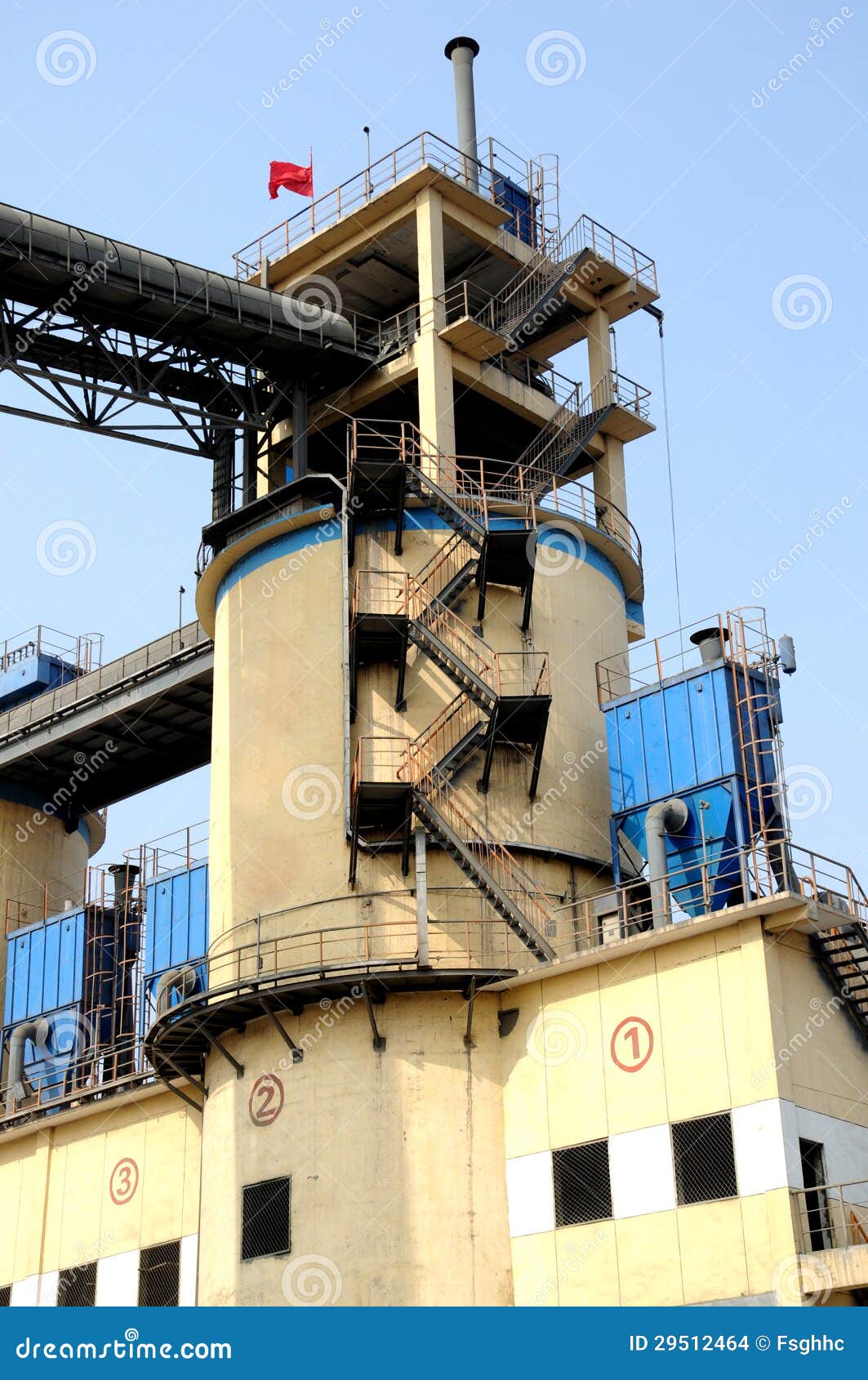 clinker storage building with light yellow color in a cement factory