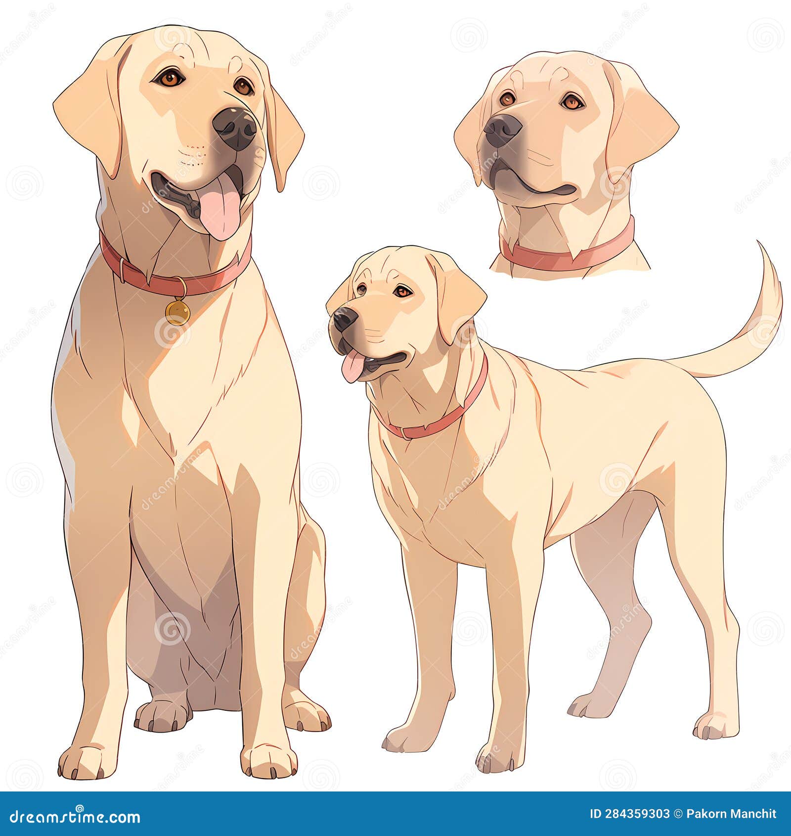 Clip Art Character Design Sheet Set of a Labrador Retriever