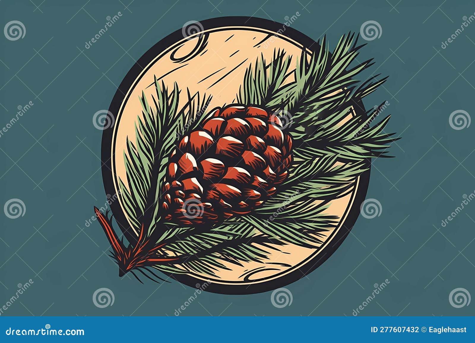 Clip Art, Pop Art, Fir Cone and Branch Symbol, Logo Stock Illustration ...