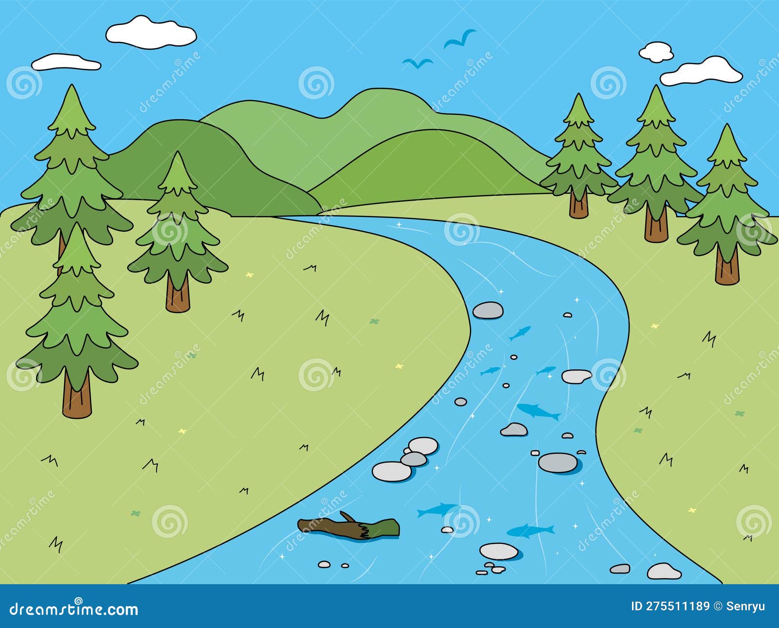 Clip art of simple river stock vector. Illustration of simple 275511189